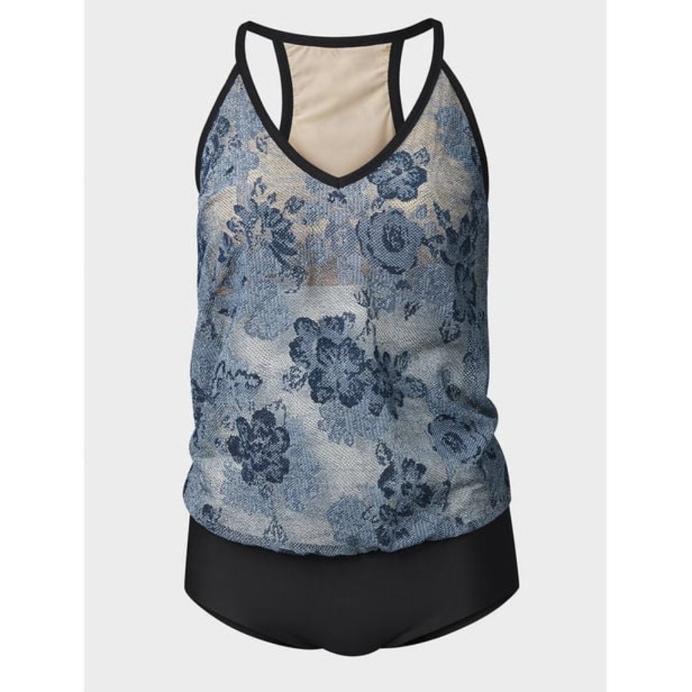 NWT Wolford Leighton Body Bodysuit Denim Floral Blue